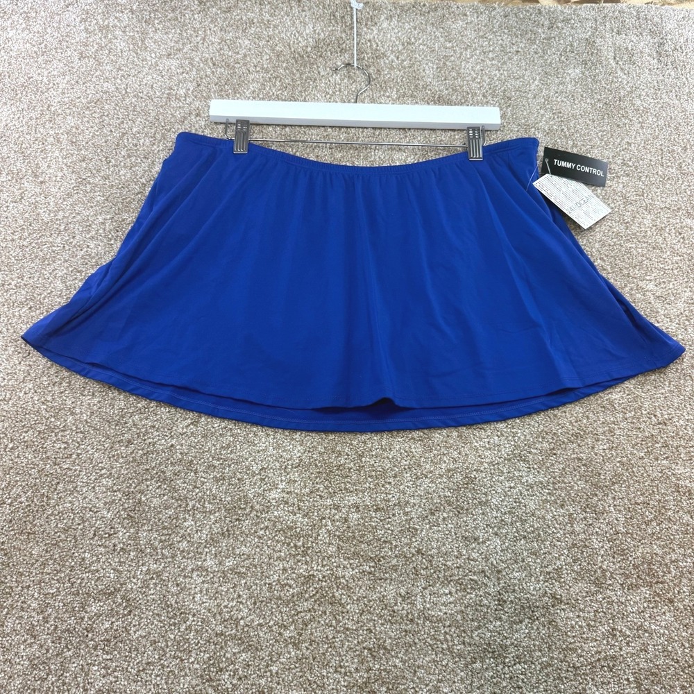 24th & Ocean Womens 16W Blue Solid Skirted Hipster Swim Bottom NEW 16 Skirt